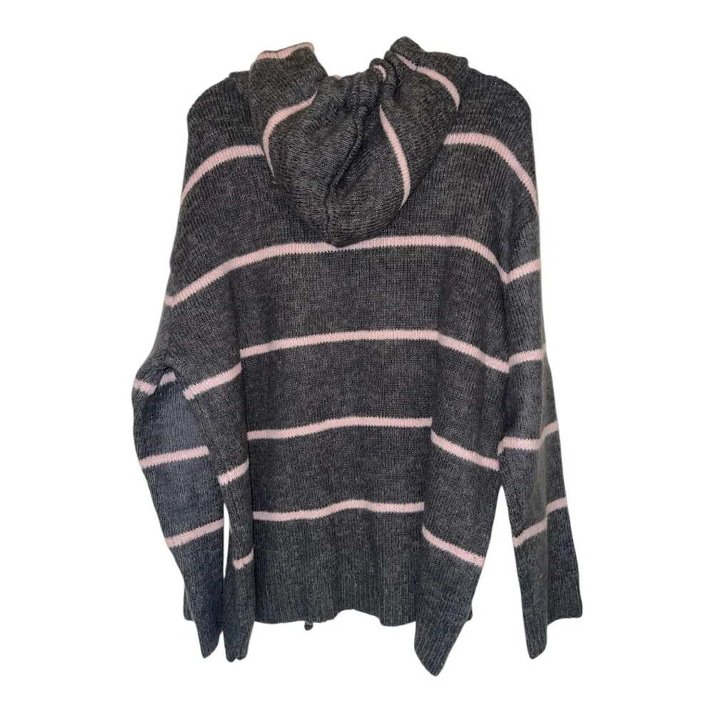 Umgee Oversized Charcoal and Blush Knit hooded Sweater